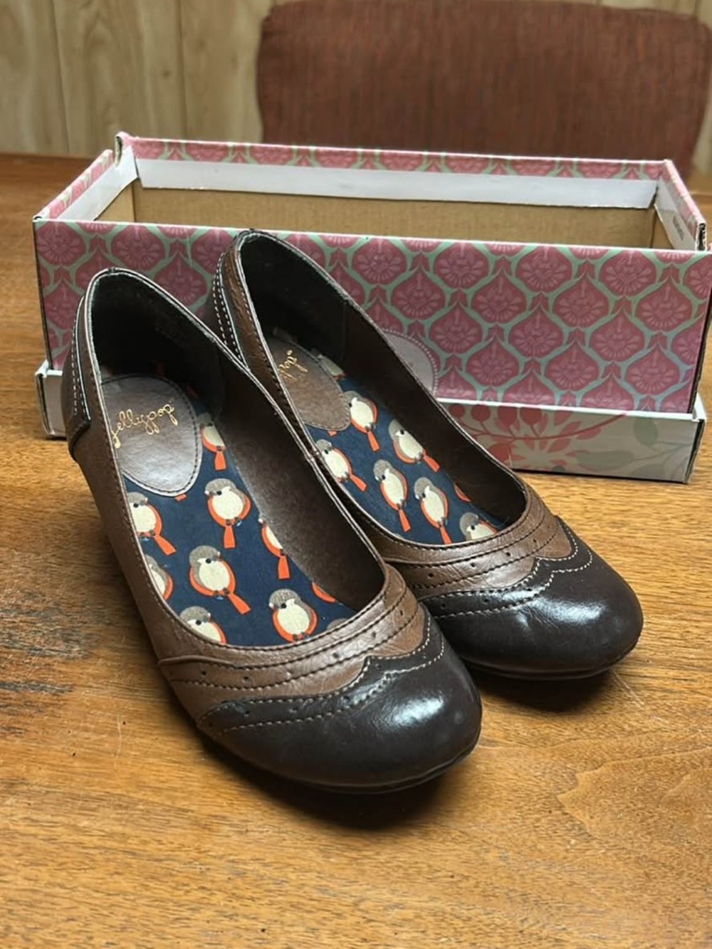 Brown Two-Tone Leatherette Women's Ballet Flats